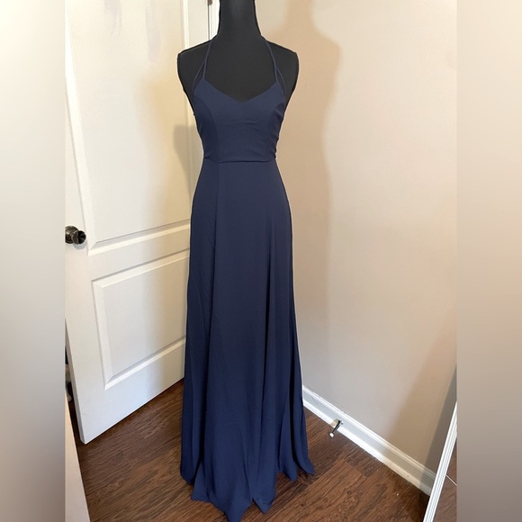 Show Me Your Mumu SIze XXS Godshaw Goddess Gown Strappy Back Rich Navy Crisp - Picture 3 of 10